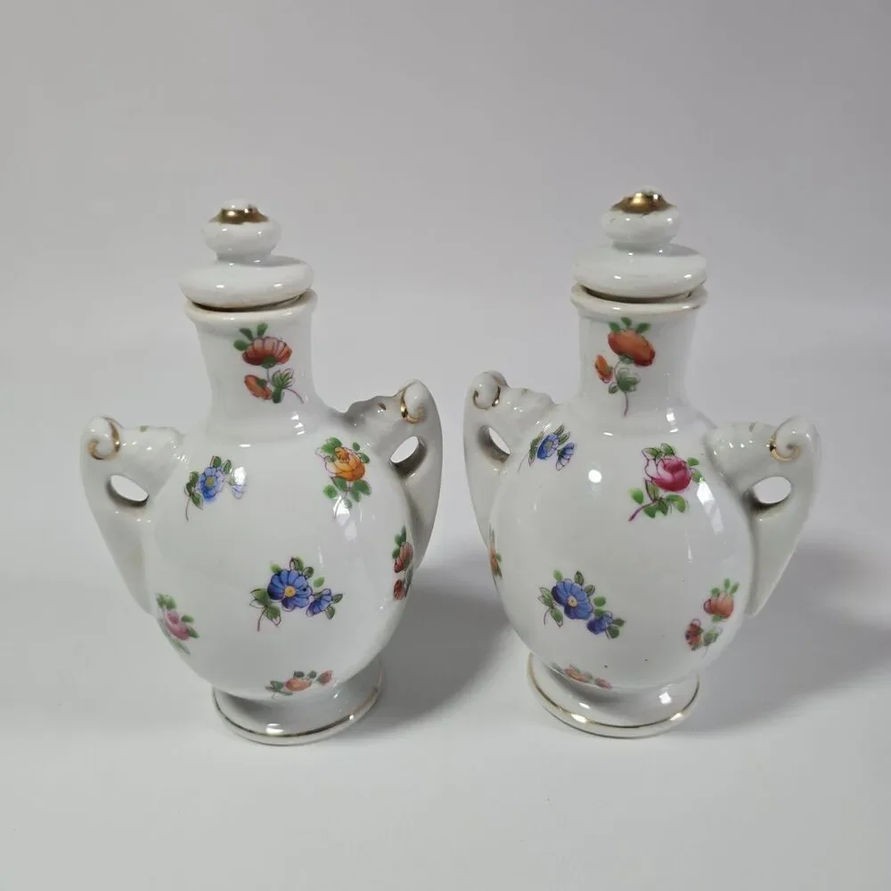 Vintage Floral Mikori Ware Japan Dresser Vanity Perfume Bottles